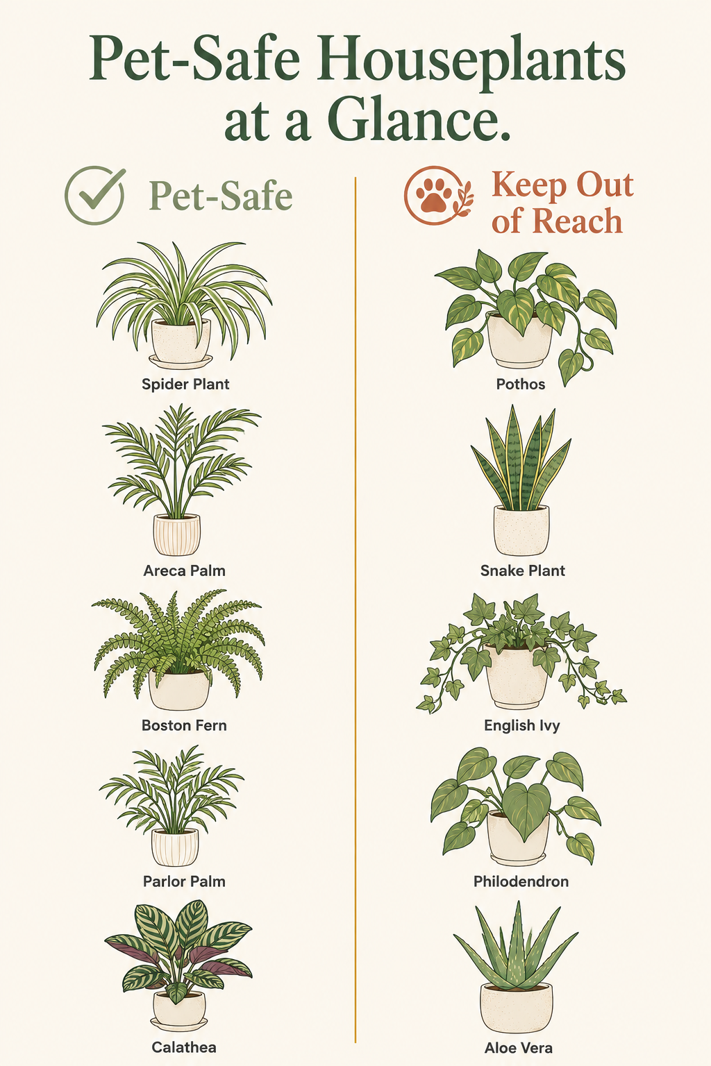Pet-Safe Houseplants at a Glance infographic